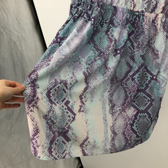 Mynt  1792 snakeskin print 3/4 sleeve shirt dress elastic waist blue purple 2X - Picture 8 of 16